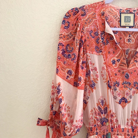 BELL BY ALICIA BELL Lyla Midi Dress Pink Coral Floral - Picture 3 of 14